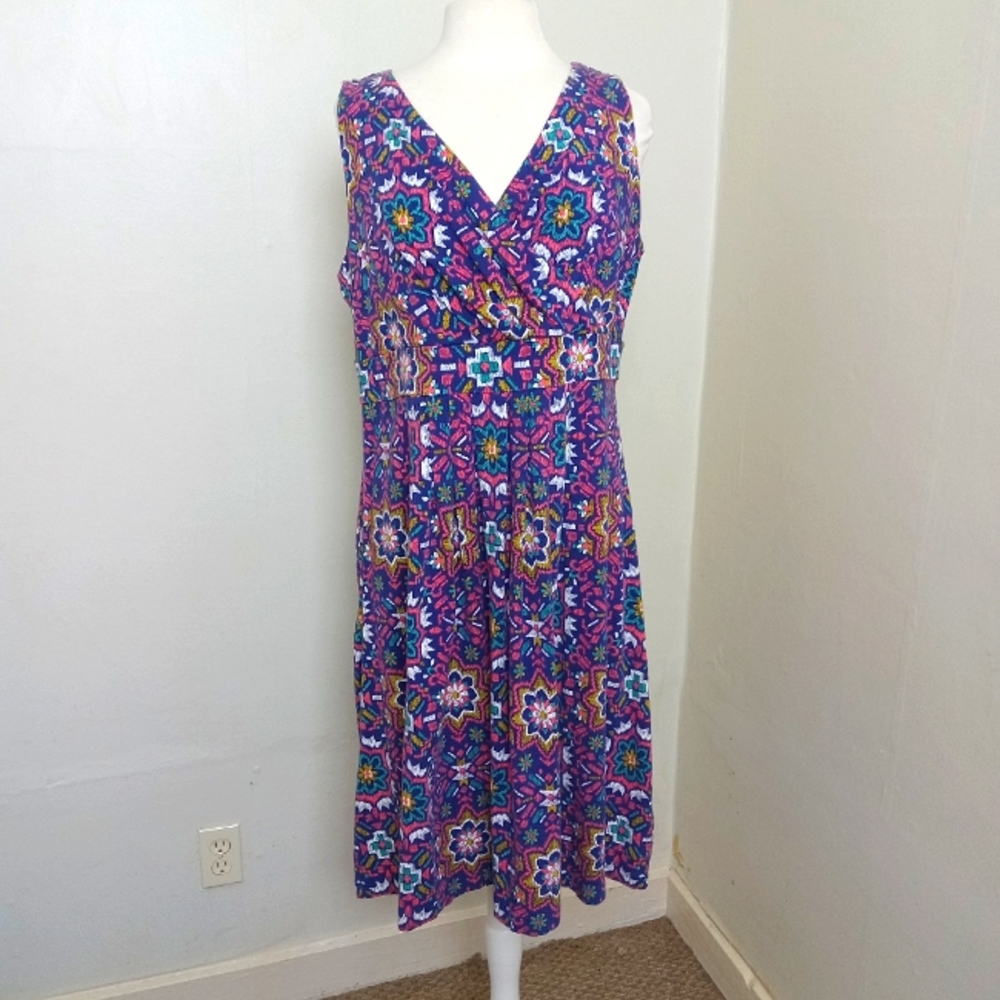 Land's End Size 1X Pop Over Mosaic Print Size 1X Sundress